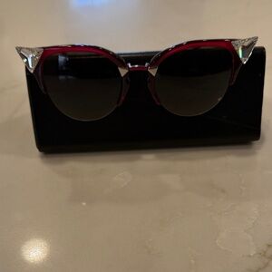 Fendi Red Sunglasses with Crystal Details